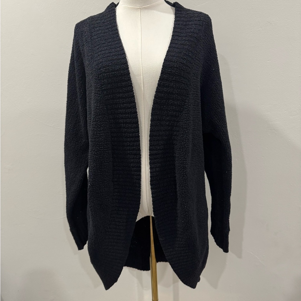 UGG Cozy Black Textured Open-Front Cardigan – Size M